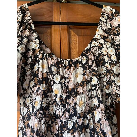 Abercrombie & Fitch Women's Floral Smocked Waist Mini Dress Angel Sleeve SZ XLT - Picture 14 of 14